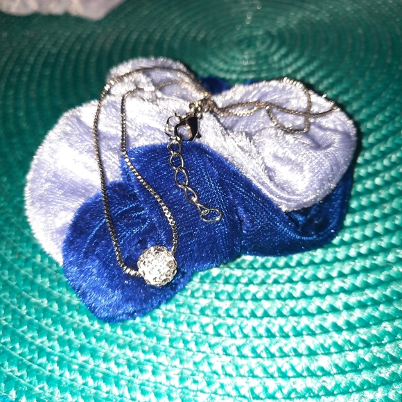 Sterling Silver Chain W/Crystal Ball Pendant - Picture 4 of 10